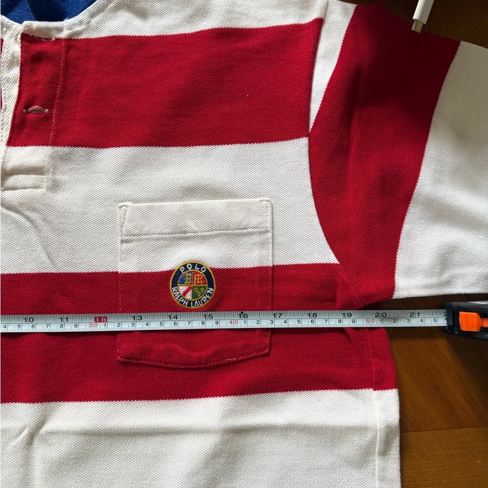 Vintage Ralph Lauren Spell Out Cookie Logo striped Polo, size M - Picture 8 of 9
